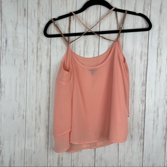 Charlotte Russe peach sequin strappy tank - Picture 4 of 6